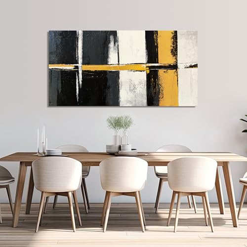 Canvas Wall Art Decor Large Wall Art Pictures for Living Room Black and White Wall Art Decor Abstract Art Work Modern Black Yellow Abstract Wall Art Prints For Bedroom Office Home Wall Decor 24"x48" - color: XY-F, size: 48"L x 24"W