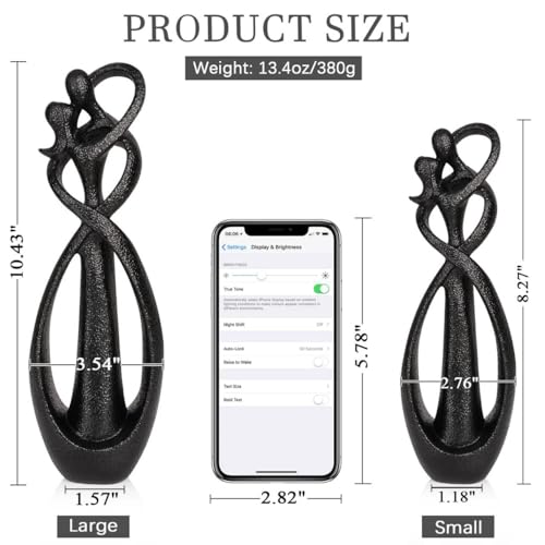 Trycooling Kissing Lovers Statue Abstract Sculpture Resin Statues for Home Decor Modern Home Office Desktop Shelf Bookshelf Decor (Black, Large) - color: Black, size: Large
