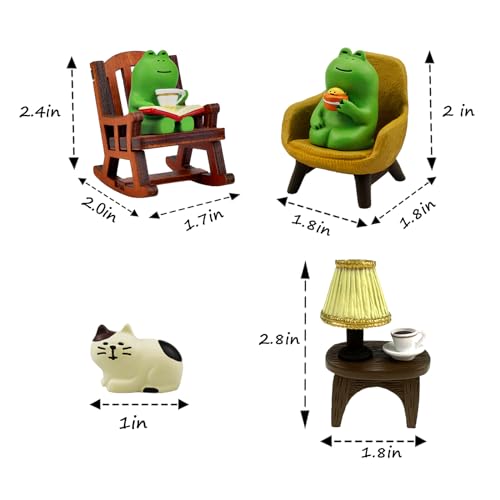 Refintural Miniature Frog Figurines Statue, Adorable Frog Collectibles for Desk and Bedroom Decor, Perfect Indoor Home Decorations and Gifts - color: Set6