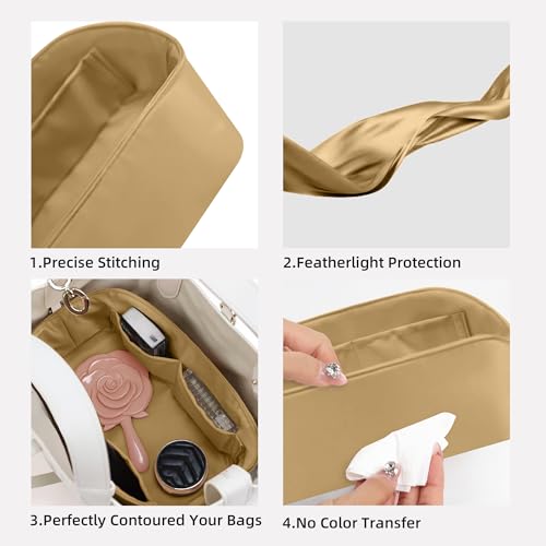 DGAZ Silk Purse Organizer Insert Fits Dior Toujours Bags，Silky Smooth Bag Organizer，Luxury Handbag & Tote Shaper(Biscuit,Toujours L) - color: Biscuit, size: Large