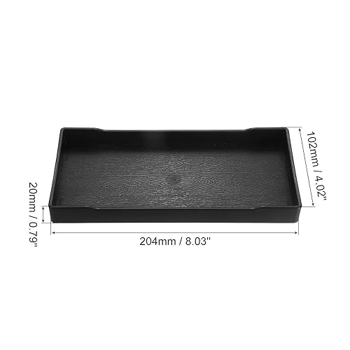 uxcell Serving Tray Small Black Mini Tray 4" x 8" Plastic Rectangular Wooden Serving Trays Decorative Ottoman Platter for Breakfast Kitchen Bathroom - color: Black