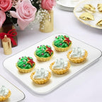 3 Pack Silver Plastic Serving Trays for Party - Silver Rim Serving Tray 8 x 11 Inch - Heavy Duty Dessert Trays for Food - Rectangular Party Serving Trays for Entertaining - color: White and Silver Rim