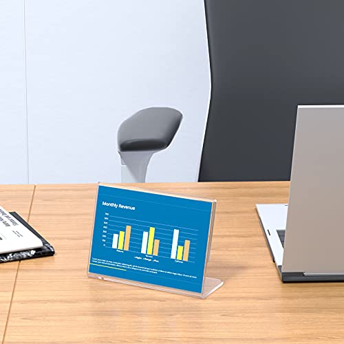 NIUBEE Slanted Back Acrylic Sign Holder 6 x 4 Inches, Clear Plastic Sign Holder Paper Display Table Stand for Office, Store, Restaurant -Horizontal (6 Pack) - size: 4x6, style: Horizontal