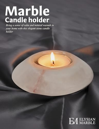Tealight Candle Holders Set of 2 – Handcrafted Natural Marble Tea Light & Votive Holders, Decorative Stone Candle Holder Pair for Home Décor, Dining Table, Coffee Table & Wedding Decor - color: White Onyx, size: 4" Inches