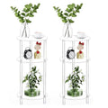 Clear Round Acrylic Side Table Set of 2 for Small Spaces, 11.81" L x 11.81" W x 24.6" H, 3 Tier Small Drink End Table Nightstand, Minimalist Bedside Table for Living Room, Bedroom, Bathroom - size: 3 Tier 2-Pack (24.6"H)