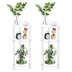 Clear Round Acrylic Side Table Set of 2 for Small Spaces, 11.81" L x 11.81" W x 24.6" H, 3 Tier Small Drink End Table Nightstand, Minimalist Bedside Table for Living Room, Bedroom, Bathroom - size: 3 Tier 2-Pack (24.6"H)
