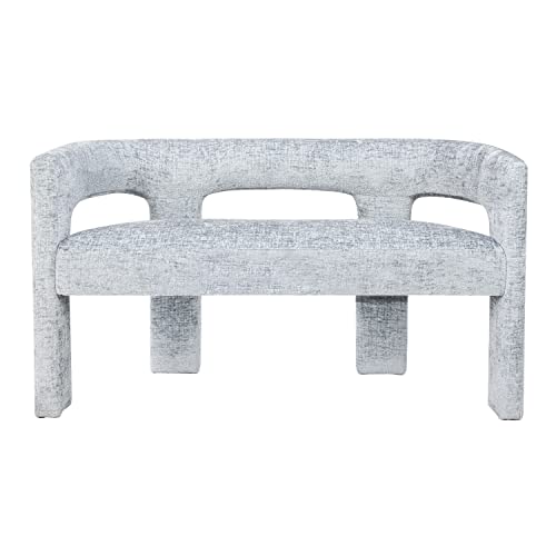 Jofran Gwen Modern Luxury Jacquard Fabric Upholstered Hallway Bedroom Sculpture Bench, 49" W X 22" D X 29.5" H, Blue - color: Blue