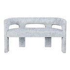 Jofran Gwen Modern Luxury Jacquard Fabric Upholstered Hallway Bedroom Sculpture Bench, 49" W X 22" D X 29.5" H, Blue - color: Blue