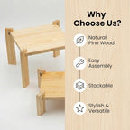2Pack Solid Pine Wooden Display Stand, Easy to Assemble Foldable Food Rack for Fruits, Desserts and Snacks, Perfect for Parties, Restaurants, Cafes, Camping, Hotels and Wedding Table Decor
