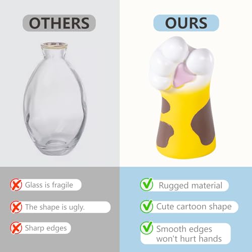 Cat Vase for Dry Flower Hydroponic Planter for Women, Teens, Girls，Kids，Cat Lover Theme Decor ，Ideal for Home, Office, Wedding, Party，Table Decoration (Yellow)