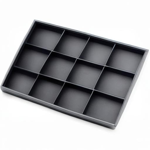 Black PU Leather Jewelry Display Flat Tray Ring Necklace Watch Organizer Display Tray (1 grid) - style: 12 Grids