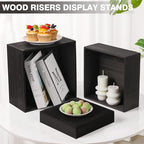 6 Pack Wood Cake Cupcake Stand Buffet Risers, Wooden Display Stand Wood Display Riser, Square Food Display Risers for Party Wedding Birthday Home (6" 7" 8" 9" 10" 11") - color: Black 6pcs (6" 7" 8" 9" 10" 11")