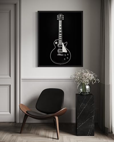 Electric Guitar Art Music Poster - Musical Instrumental Wall Art Print - Black and White - Photography Musical Art - Bedroom or Office Living Room Decor 137 (Electric Guitar, 16 x 20 inches, Unframed) - color: Electric Guitar, size: 20"L x 16"W