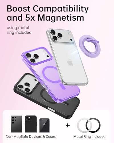 SYNCWIRE Magnetic Phone Ring Holder for MagSafe, 360° Rotation Cell Phone Grip Stand Finger Ring Kickstand Two-Sided Magnet Compatible with iPhone 17 Pro Max 16 15 14 13 12 MagSafe Accessories - color: Single Ring-1PCS-Lavender Lovers