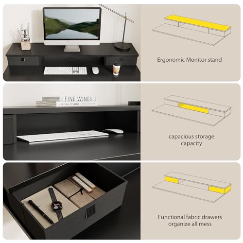 Agilestic 63 x 24 Inches Electric Standing Desk with 2 Storage Drawers, Stand Up Desk Adjustable Height, Sit and Stand Computer Table with Splice Board, Black - color: Black, size: 63 x 24 Inches with 2 drawers