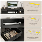 Agilestic 63 x 24 Inches Electric Standing Desk with 2 Storage Drawers, Stand Up Desk Adjustable Height, Sit and Stand Computer Table with Splice Board, Black - color: Black, size: 63 x 24 Inches with 2 drawers