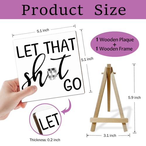 Funny Bathroom Signs, Bathroom Signs Decor Toilet Decor, Bathroom Shelves Decor Let that Sh*T Go, Funny Farm House Decor (MP12), Wood - color: MP12