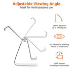 Amazon Basics Adjustable Aluminum Phone Stand for Cell Phones, iPhone and Android, Desktop Phone Holder with Adjustable Angle, Hands-Free Viewing, 3.15 x 2.87 x 3.74 inch, Silver