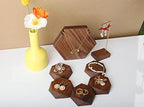 GemeShou 5pcs Wood Jewelry Stand Tray, Hexagon Display Riser Set, Retail Jewelry Shop Display Riser, Walnut Hexagon 5pcs Small - size: Small