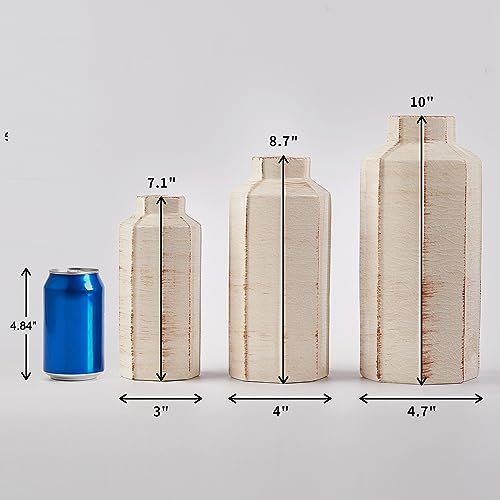 LUKA Ceramic Rustic Farmhouse Vase Set of 3,Ice Cracked Glazed Terracotta Vase,Large Vases for Decor,Fall Decoratiion Vases for Home, Table, Living Room, Shelf - color: 18096lms-ec-beige