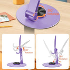 Universal Metal Cell Phone Stand, Multi-Angel Adjustable 360° Rotation Non-Slip Metal Phone Stand Compatible with iPhone 17 16 Pro Max and All Smartphones (Purple&Purple) - color: Purple&Purple
