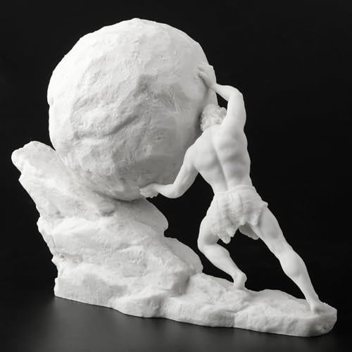Veronese Design 8 1/8 Inch Sisyphus Pushing The Eternal Boulder Resin Statue Marble White Finish Home Decor Sculpture Greek and Roman Collectible - color: Marble White Finish