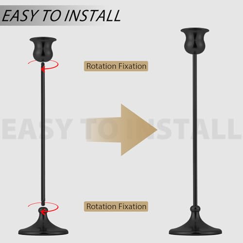 Metal Candle Holder Taper Candlestick Holders for Candle Sticks Vintage Candelabra for Halloween Thanksgiving Christmas (Matt Black, 2 Sets (6 pcs)) - color: Matt Black, size: 2 Sets (6 pcs)