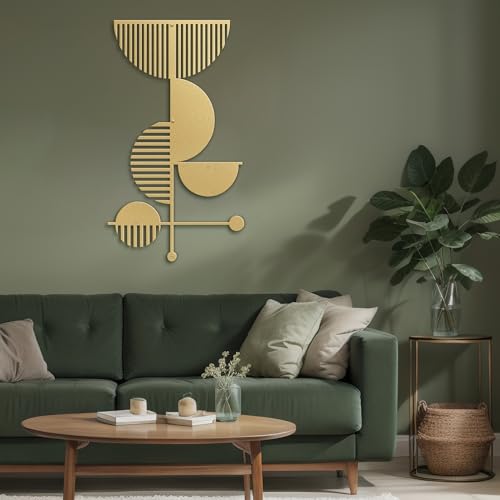 SIGNLEADER Metal Wall Decor Boho Geometric Lines Minimalist Modern Luxury Wall Sculpture Hangings 3D Statue Home Decoration for Living Room, Bedroom, Bathroom, Kitchen, Fireplace, Office - 24" Gold - color: Gry42-2405-m42, size: 24" Gold