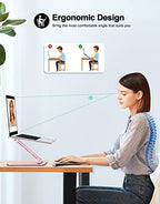 RIWUCT Foldable Laptop Stand, Height Adjustable Ergonomic Computer Stand for Desk, Aluminum Portable Laptop Riser Holder Notebook Mount Compatible with MacBook Pro Air, HP, Dell 10-16"(Rose Gold) - color: Pink