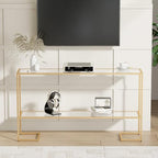 Cozy Castle 52" Entryway Table, 2-Tier Narrow Console Table with Tempered Glass & Sturdy Metal Frame, Modern Sofa Table with Storage Shelves for Entryway, Hallway, Foyer, Living Room, Gold - color: Gold Metal Frame