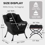 Tiita Lazy Chair with Ottoman, Black Modern Large Accent Chair, Comfy Leisure Sofa Armchair with Ottoman, Reading Chair with Footrest for Bedroom, Living Room, Dorm Rooms, Black - color: Peach Skin Black
