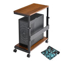 EUREKA ERGONOMIC PC Stand Computer Cart, Height Adjustable Tower Stand 2-Tier Suit for ATX Case Printer, Metal Rolling Cart on Wheels for Gaming Home Office, Embossed Texture,Teak - color: Warm Teak