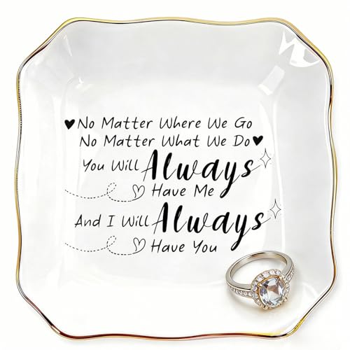 Long Distance Friendship Gifts for Women, Wherever We Go Ceramic Jewelry Dish, Trinket Jewelry Tray for Best Friend, Birthday, Christmas, Farewell, Thank You Gifts for Bestie, Sister - ASC - color: Long distance friendship