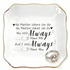 Long Distance Friendship Gifts for Women, Wherever We Go Ceramic Jewelry Dish, Trinket Jewelry Tray for Best Friend, Birthday, Christmas, Farewell, Thank You Gifts for Bestie, Sister - ASC - color: Long distance friendship