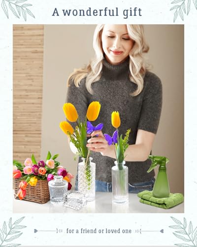 Yirilan Bud Vases Set of 32 PCS, Small Flower Vases for Table Centerpieces, Mini Vases for Single Stem Flowers, Glass Vases for Centerpieces, Wedding & Home Decor, Clear - size: 32 pcs