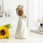 Daughter Hand on Hat Resin Figurine, 6" H,Sweet Gifts for Mom & Daughter, Birthday Mother's Day Warm Keepsake Home Decor - style: Hand on Hat