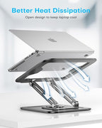 LOXP Adjustable Laptop Stand, Computer Stand with 360 Rotating Base, Ergonomic Laptop Riser Mount for Desk Foldable Protable Computer Desk Fits with MacBook Pro Air (10-16") - Black - color: Classic Black