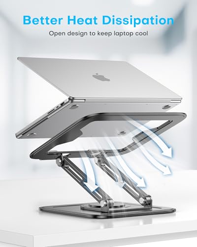 LOXP Adjustable Laptop Stand, Computer Stand with 360 Rotating Base, Ergonomic Laptop Riser Mount for Desk Foldable Protable Computer Desk Fits with MacBook Pro Air (10-16") - Black - color: Classic Black