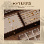 KINTNESS Black Walnut Wooden Jewelry Box - 5 Drawers Large Jewelry Organizer with Delicate Floral Pattern for Women, Side door Space for Necklace, Jewelry for Bracelet, Earing, Rings - style: Embroidered 5-Drawer Design