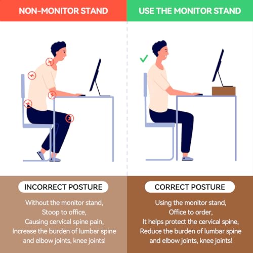 KIRIGEN Monitor Stand Wooden - Desk Stand Wood for Computer/Laptop/TV Printer - Monitor Arms & Stands Desk Riser for Office Desktop Workspace Organizers Platforms Stands (39,Dark Brown) - color: Dark brown, size: 39cm