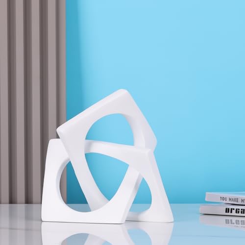 Modern Geometric Sculpture White Knot Statue Decor, Home Bookcase Centerpiece Jax Decorative, Tabletop Sculpture and Figurines, for Home Decor Accent Cube Ornaments - color: White