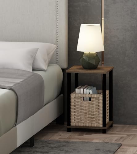 FURINNO Turn-N-Tube Haydn End Table, 1-Pack, Walnut/Brown - color: Walnut/Brown, size: 1-Pack, 2-Tier, style: Haydn