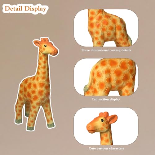 Safari Animal Figurines, Giraffe Figurine, Wild Animal Statues, Hand Painted Jungle Animal Sculptures, Educational & Decorative Wild Life Figures, African animal sculptures decor - color: Giraffe