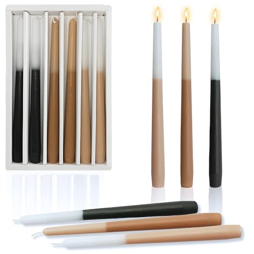 10 Inch Taper Candles Handmade Set of 6 – Unscented Tapered Candles in Brown, Candlesticks Smokeless Candle Sticks for Wedding, Home Decor, and Party Meditation - color: Gradient Blue Unscented