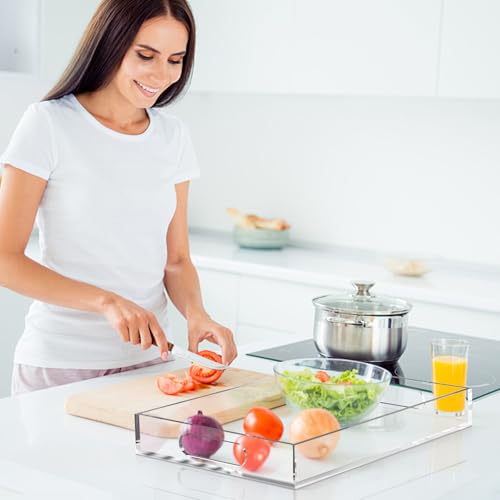 Clear Acrylic Tray with Raised Edges, Multi-Purpose Organizer Tray for Vanity, Bathroom, Kitchen, Countertop, Dresser & Desktop, Waterproof & Scratch-Resistant - size: 13.7" x 9.6" x 1.7"