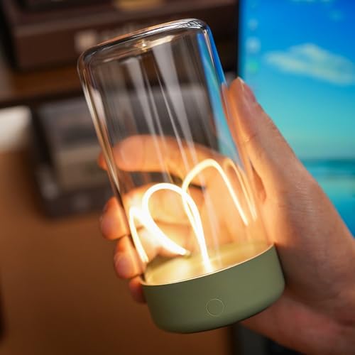 AUGE LIGHT Mini Minimalist Table Lamp Cordless Lamp Rechargeable Table Lamp Portable Nightstand Lamps Desk Lamps for Home Office Unique Ambient Light Mood Lighting for Desk Decor Beside(Olive Green) - color: Olive Green