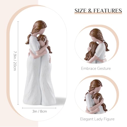 Storieme Mother Daughter Figurines Gift: Hand-Painted Mother Embracing Daughter Resin Figurines Sculpture - Heartfelt Gift for Moms on Mother's Day Birthday Christmas - style: Haven