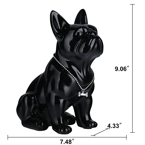 suruim Luxury French Bulldog Statue Collection - Gold/Silver/Black Chrome Dog Sculpture, Decorative Dog Statue for Home Decor & Gift (Black, 9 in) - color: Black, size: 9in