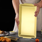 ZENFUN 3 Pack 304 Stainless Steel Serving Platters, 12.6" Rectangle Metal Dinner Plates with Handles, Decorative Organizer Trays for BBQ, Dining, Party, Buffet, Appetizer Serving(Gold)