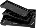 Luxspire Vanity Tray, Bathroom Tray Toilet Tank Storage Tray, Resin Kitchen Sink Trays, Vanity Countertop Organizer for Candles Towel Bottles Perfume Holder Serving Trays, Marble Style -Large- Ink - color: A - Ink, style: Large